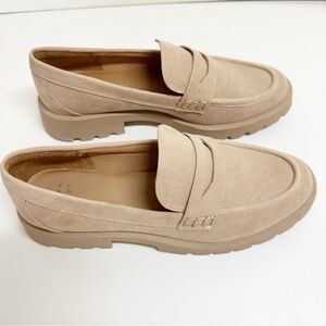 a new day Beige Suede Penny Loafers Womens Flats